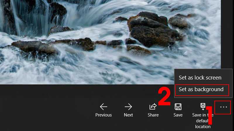 Nhấn vào biểu tượng ba chấm > Chọn Set as background để cài hình nền.
