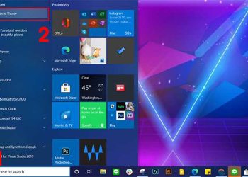nhấn vào biểu tượng Start Menu > Nhấn vào ứng dụng Dynamic Theme để thiết lập lại.