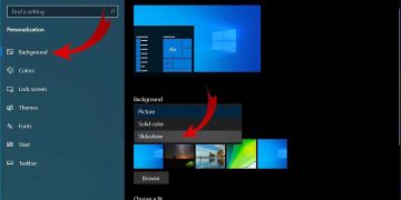 Tại phần cài đặt Background, chọn Slideshow