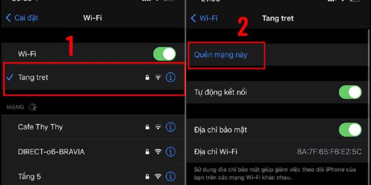 Quên mạng WiFi trên iOS